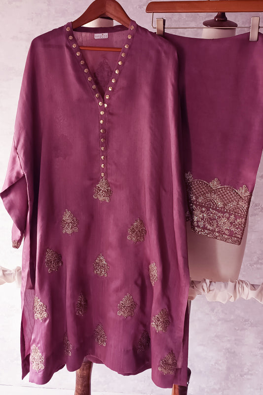 Dholki Edit - Maple Raw Silk - Earthy Lavendar