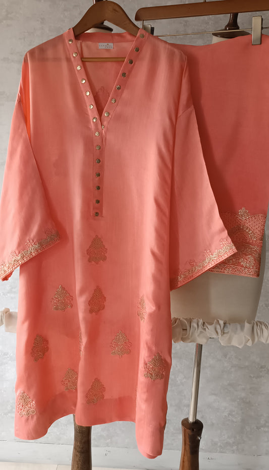 Dholki Edit - Maple Raw Silk - Mona Lisa Peach