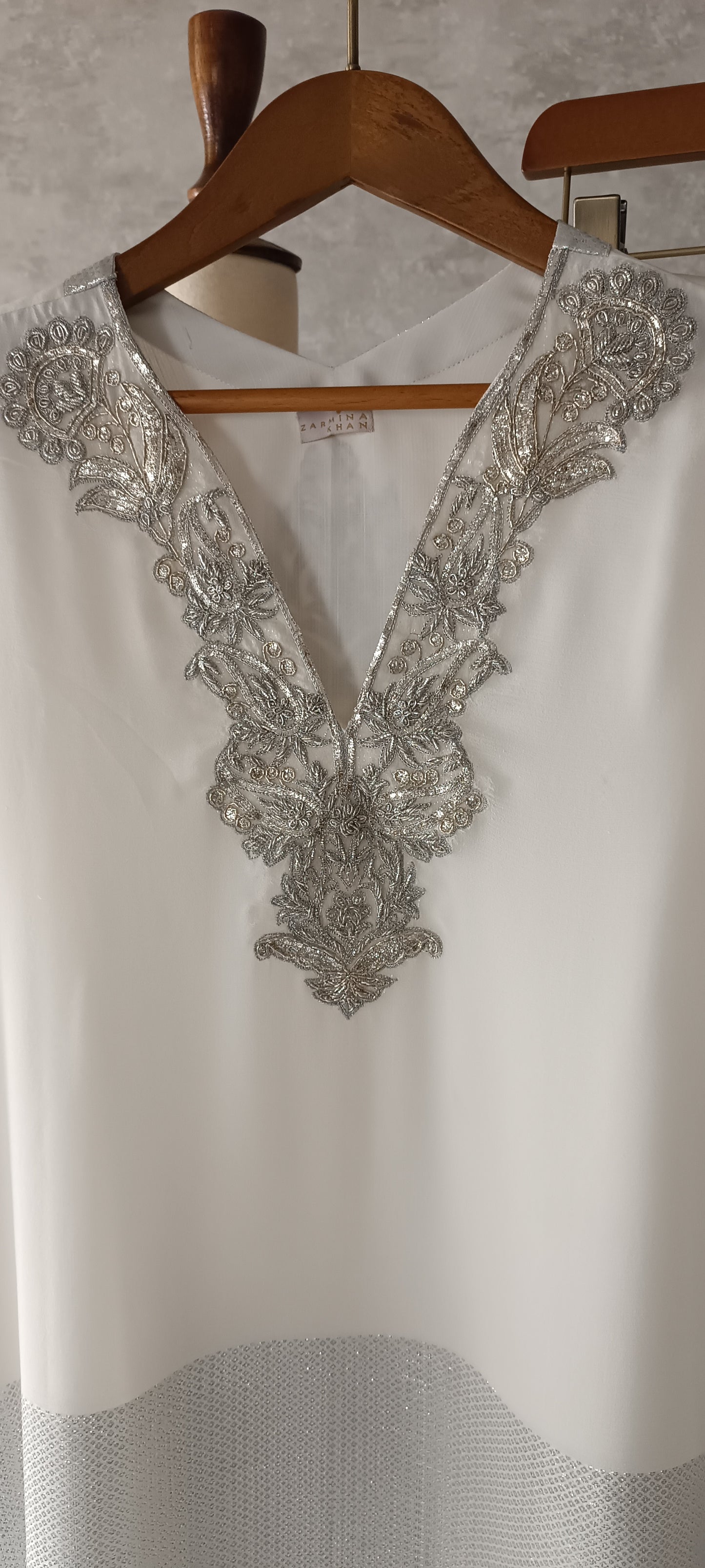 Wedding Edit - Pure Chaandi Zari Chiffon - Soft White