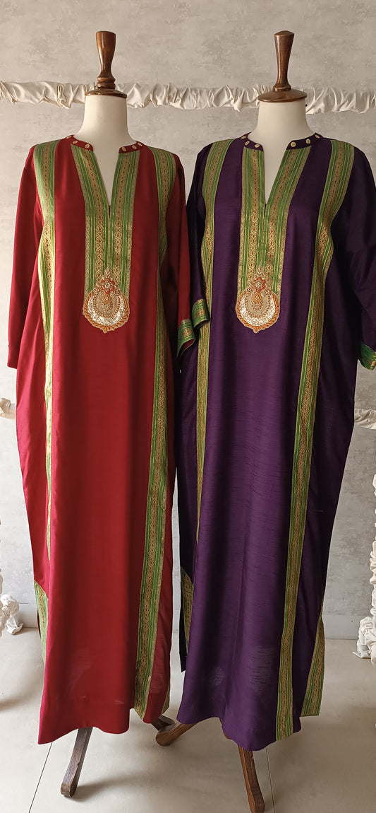 Dholki Edit - Kaftan - Deep Red & Royal Purple