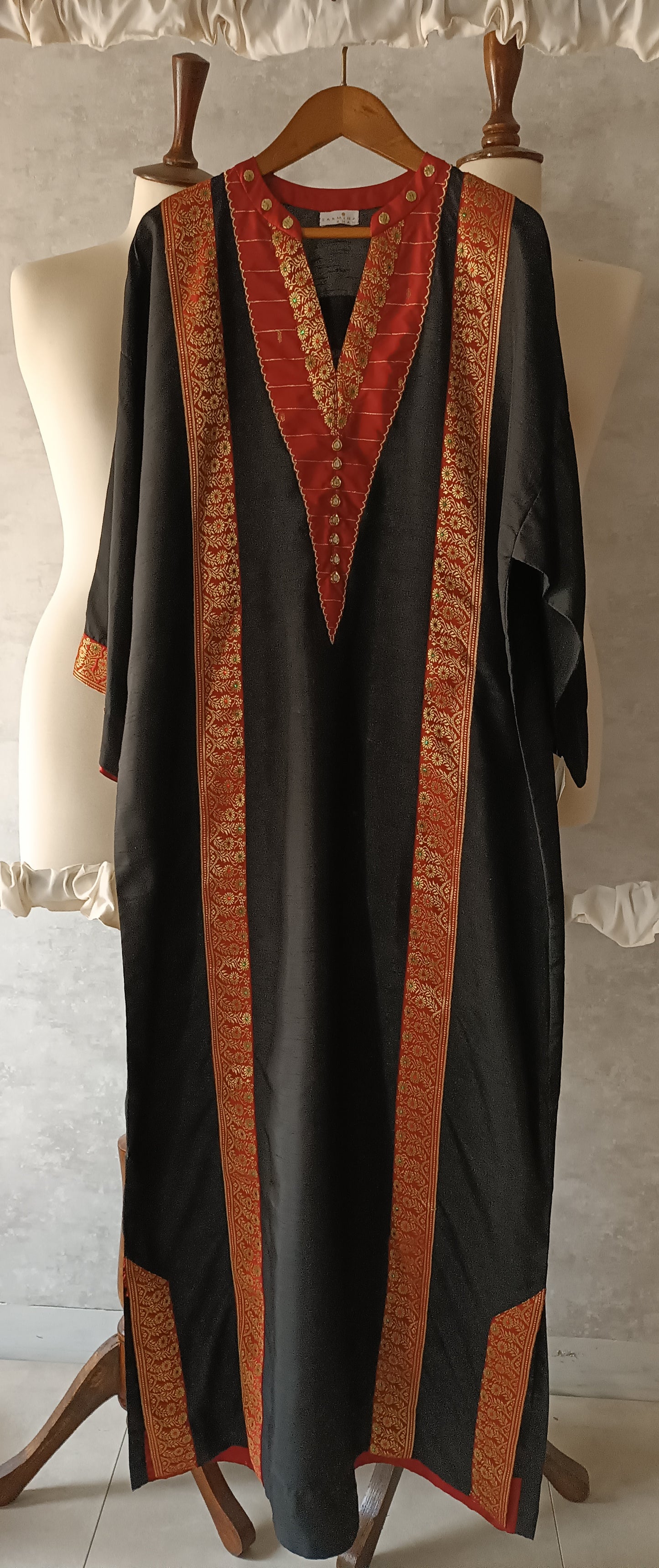 Dholki Edit - Kaftan - Kimkhawab Applique (Black)