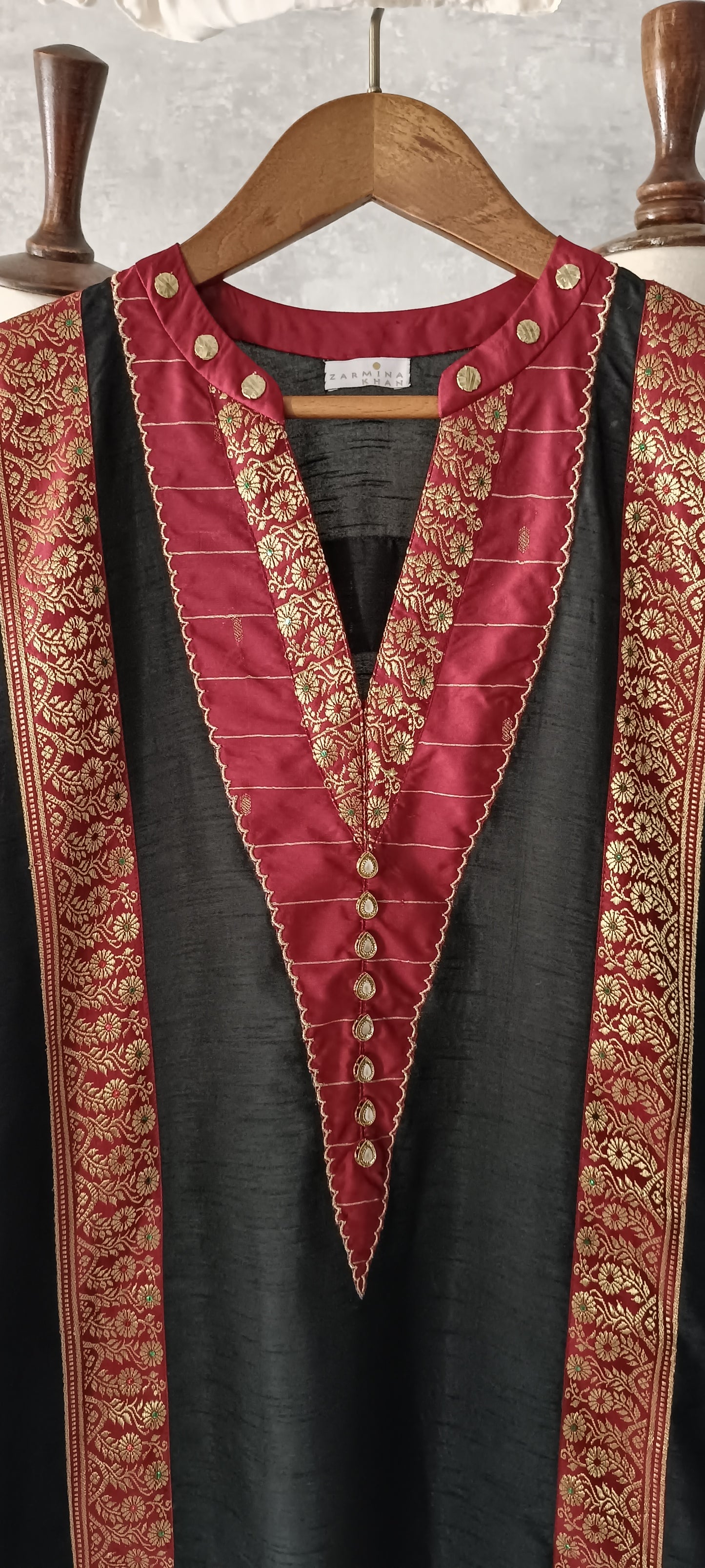 Dholki Edit - Kaftan - Kimkhawab Applique (Black)