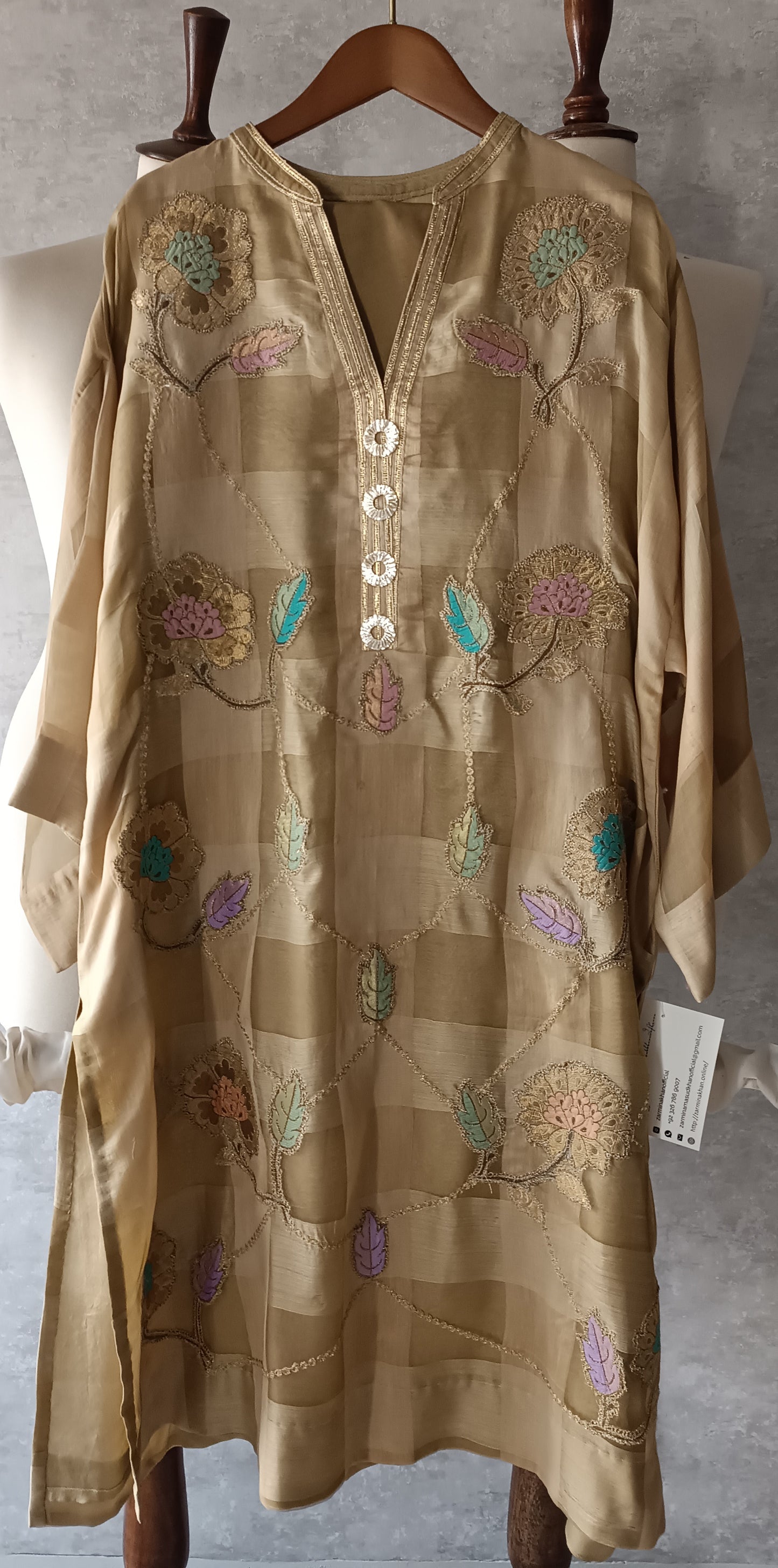 Wedding Edit - Pure Organza Silk  - Tartan Beige