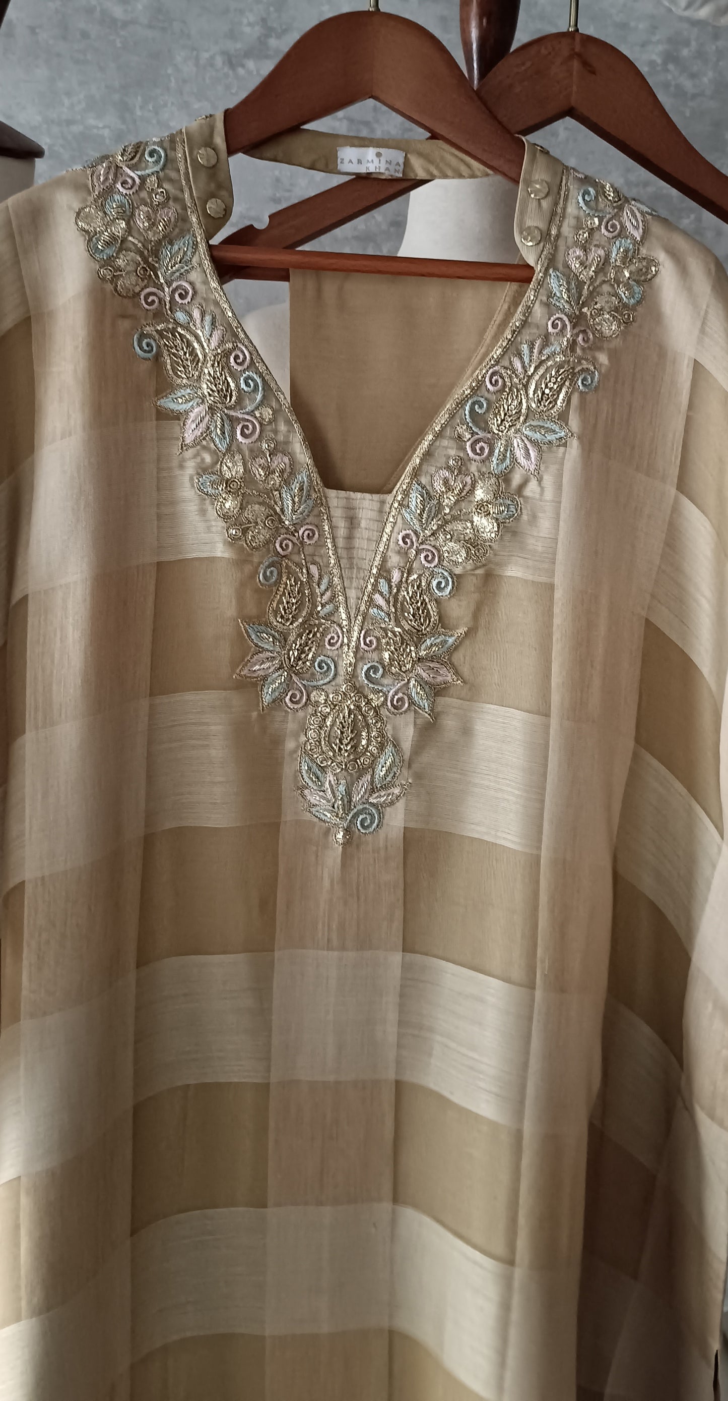 Wedding Edit - Pure Organza Silk  - Tartan Beige