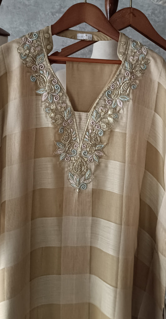 Wedding Edit - Pure Organza Silk  - Tartan Beige