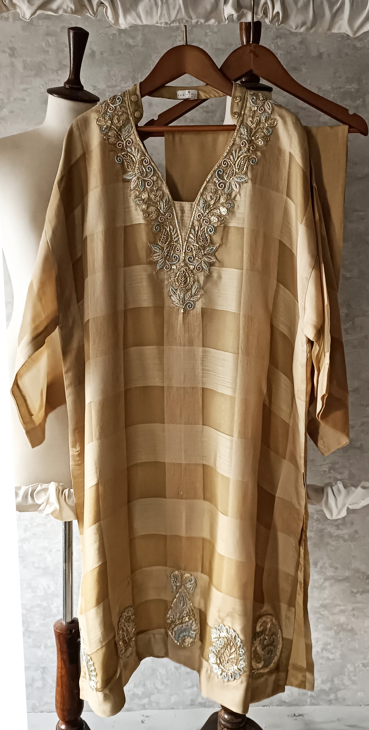 Wedding Edit - Pure Organza Silk  - Tartan Beige