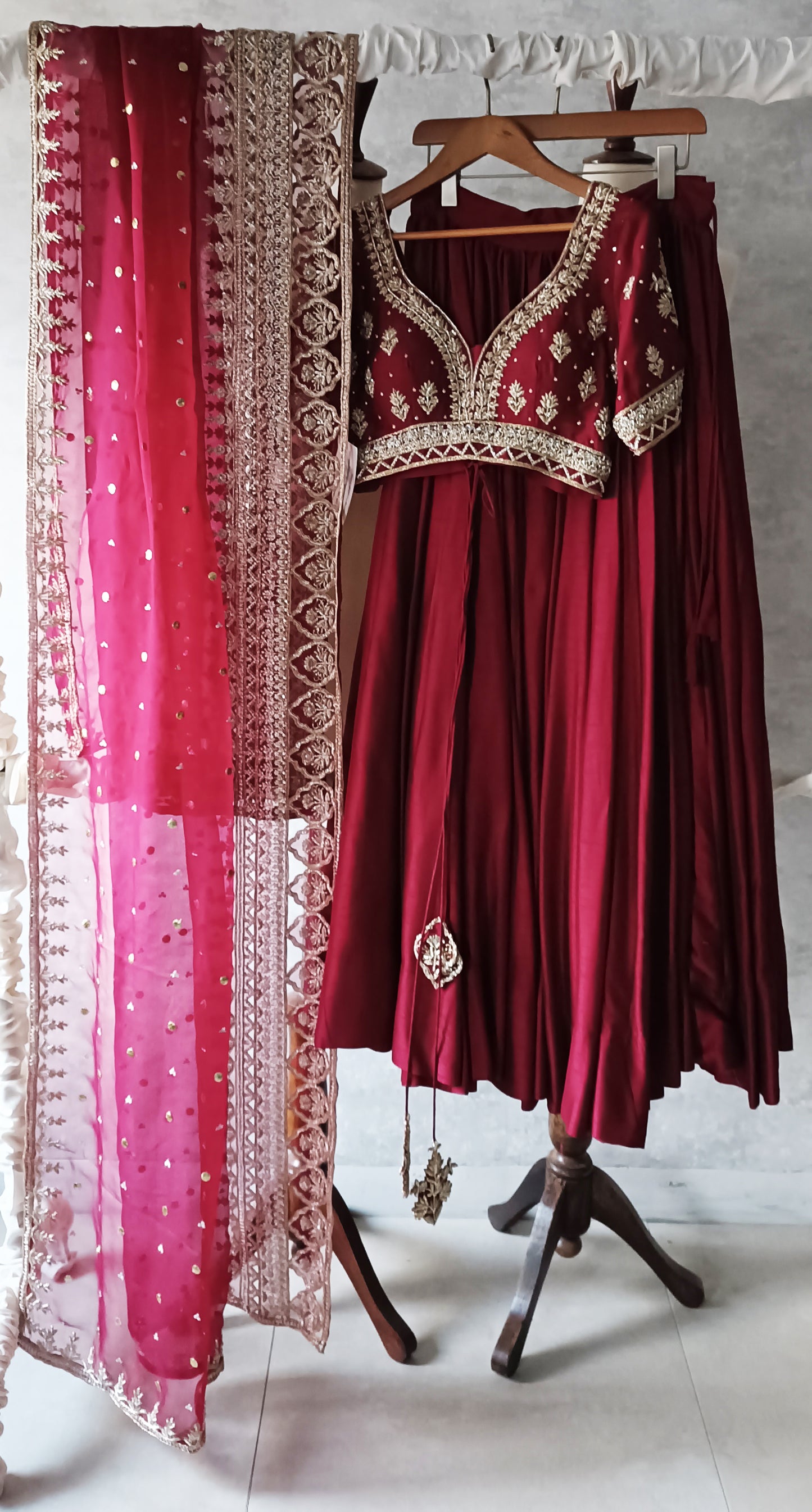 Wedding Edit - Bridal Choli Ghagra set - Carmine Red