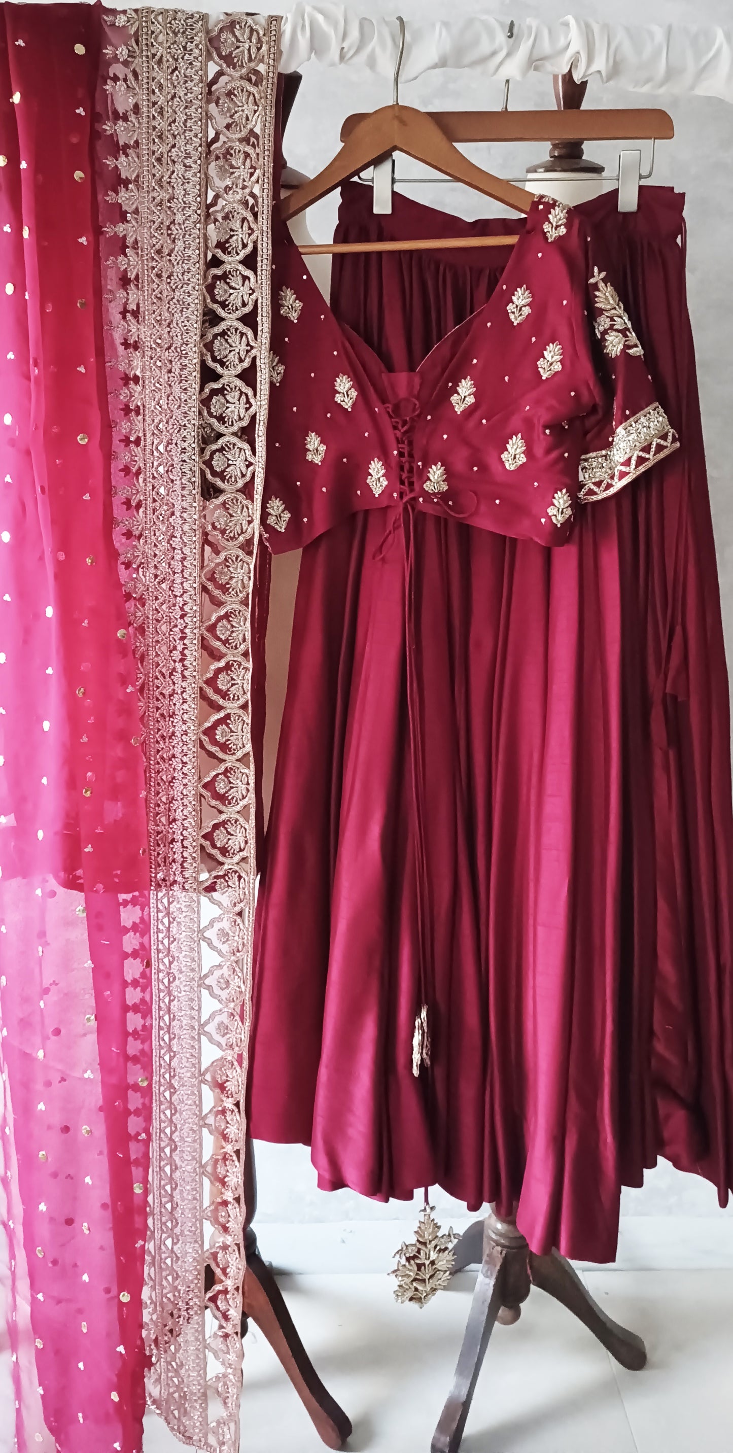 Wedding Edit - Bridal Choli Ghagra set - Carmine Red