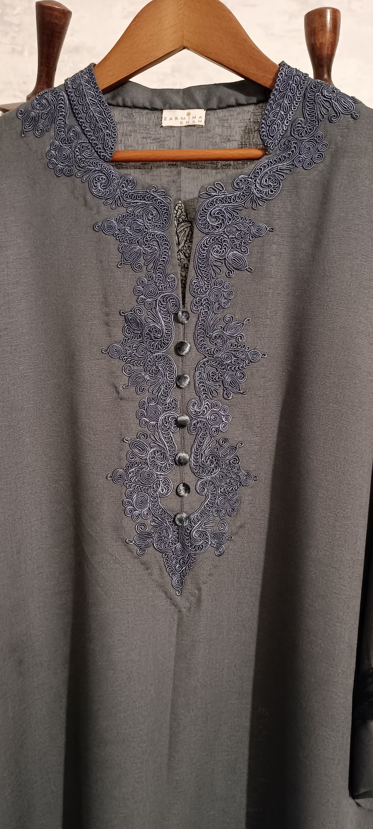 Winter Edit - Dori Embroidery - Pure Silk Karandi- Blue Grey