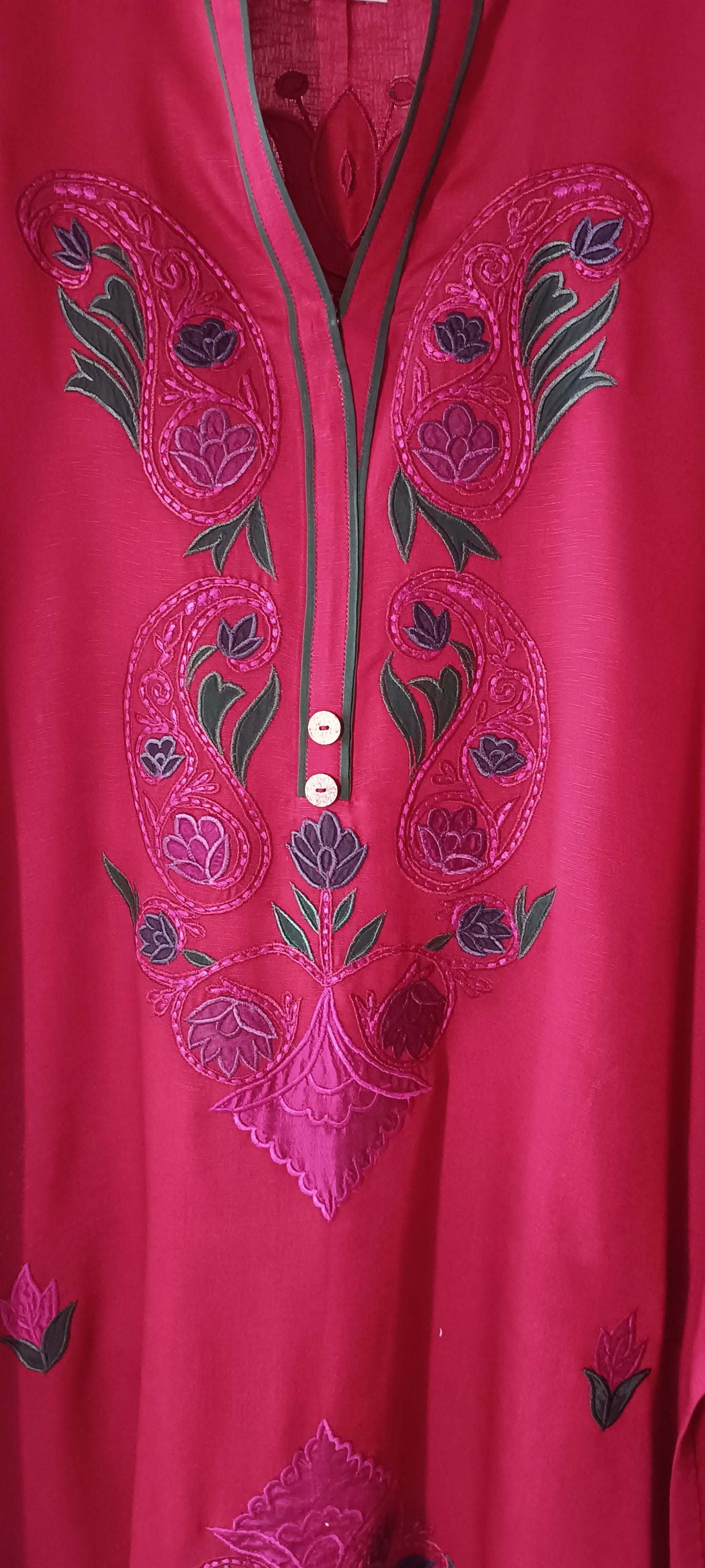 Winter Edit - Silk Applique & Embroidery - Pure Silk Karandi- Red