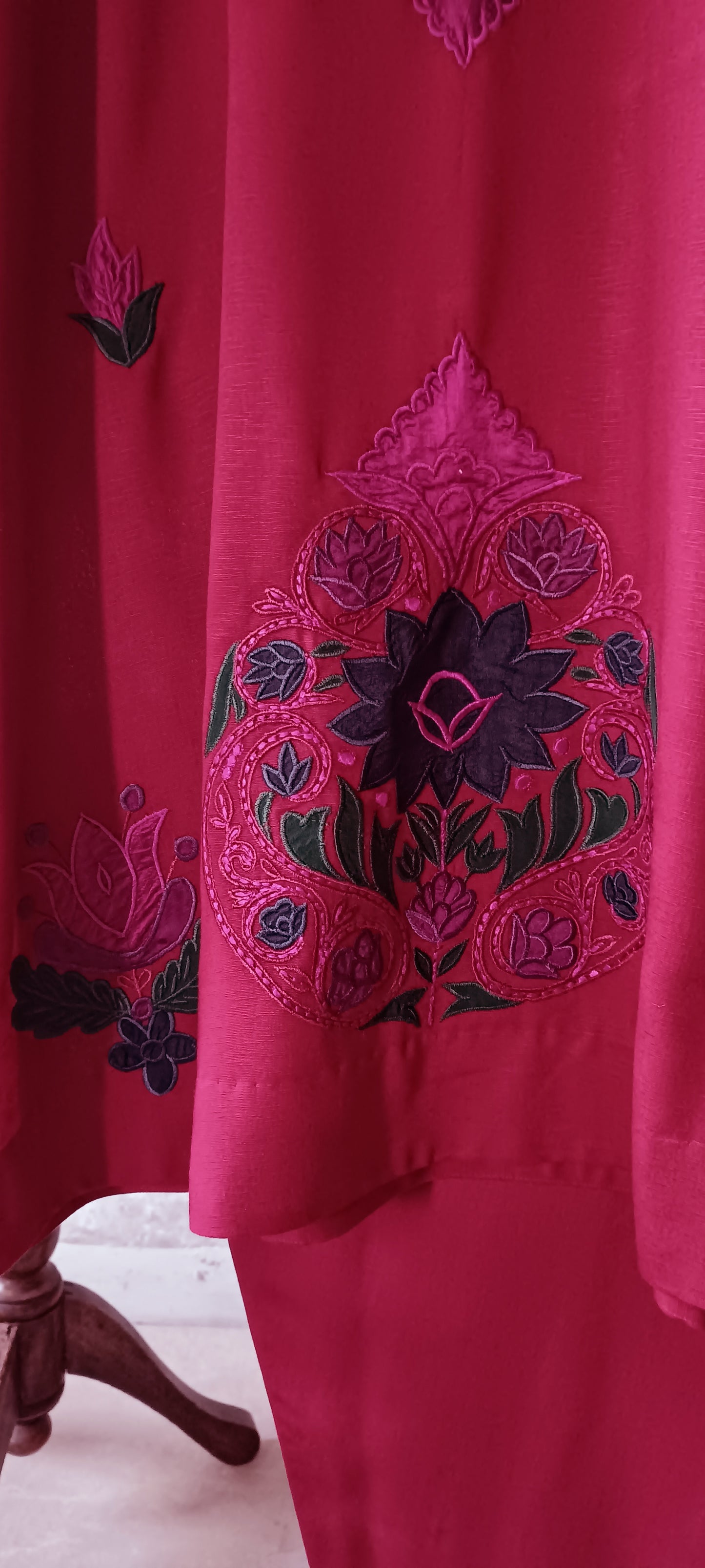 Winter Edit - Silk Applique & Embroidery - Pure Silk Karandi- Red