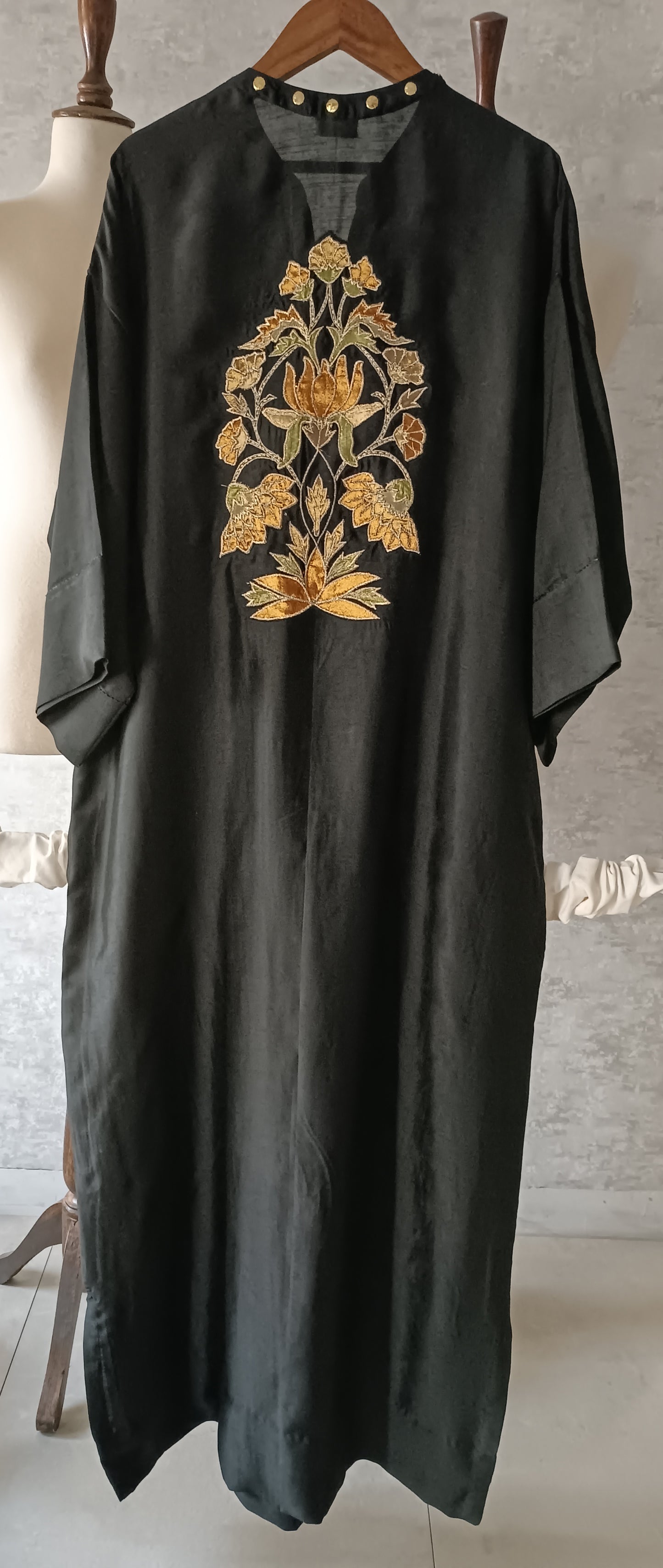 Wedding Edit - Pure Maple Raw Silk Kaftan - Black