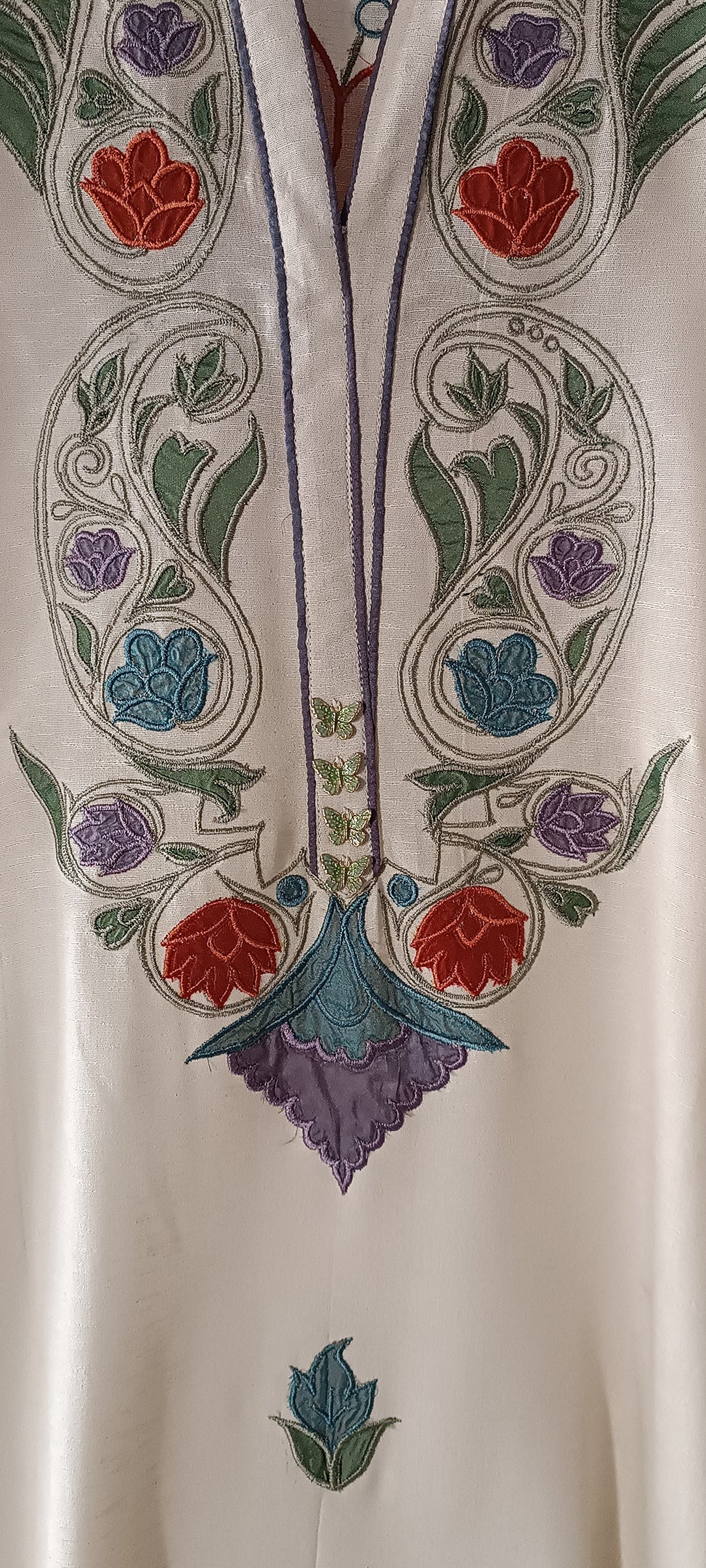 Winter Edit - Light wool blend marina with pure silk  Applique -  Soft White