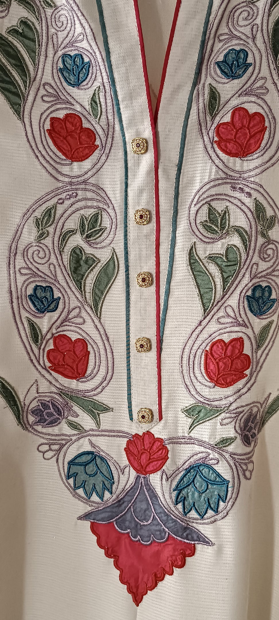 Winter Edit - Light wool blend marina with pure silk  Applique -  Soft White