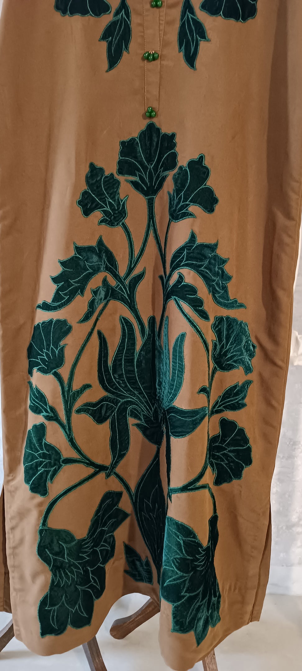 Winter Edit -  Soft Suede with Emerald green Velvet Applique -  Tan Brown