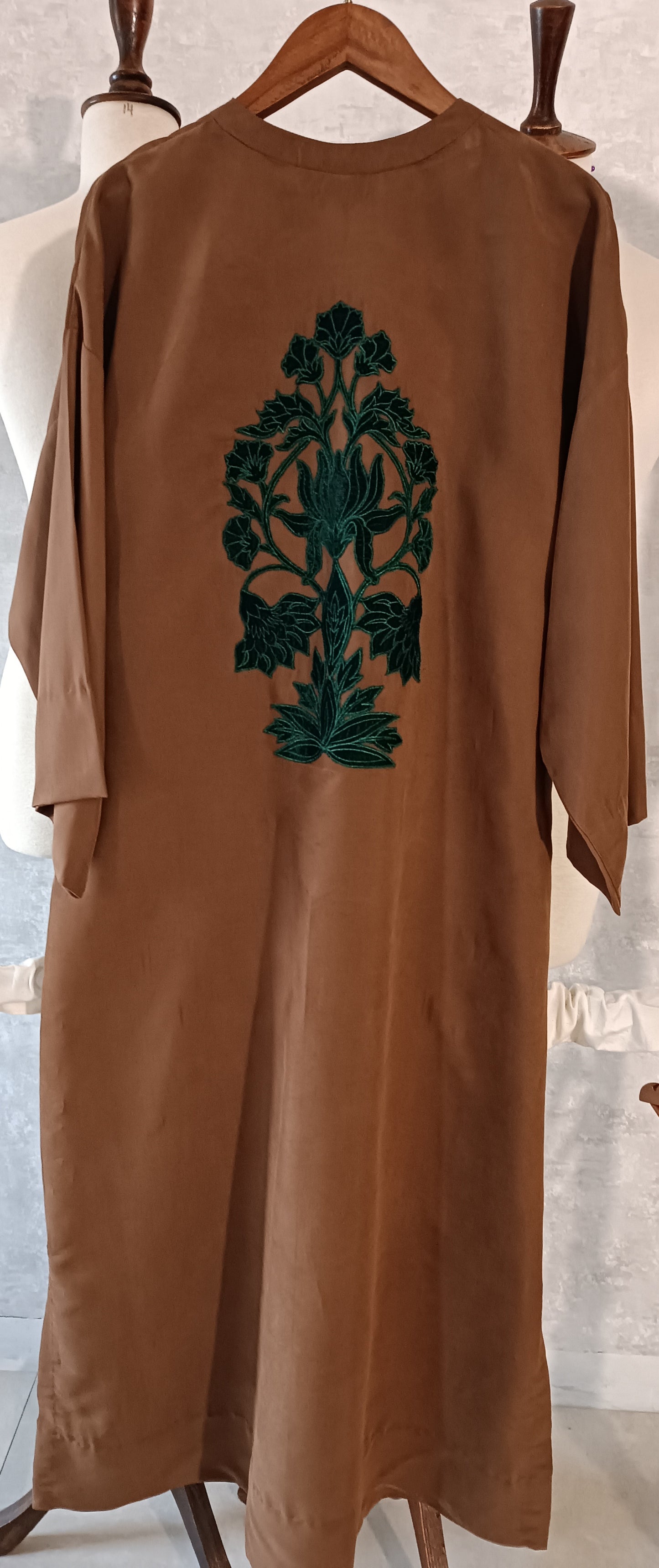 Winter Edit -  Soft Suede with Emerald green Velvet Applique -  Tan Brown