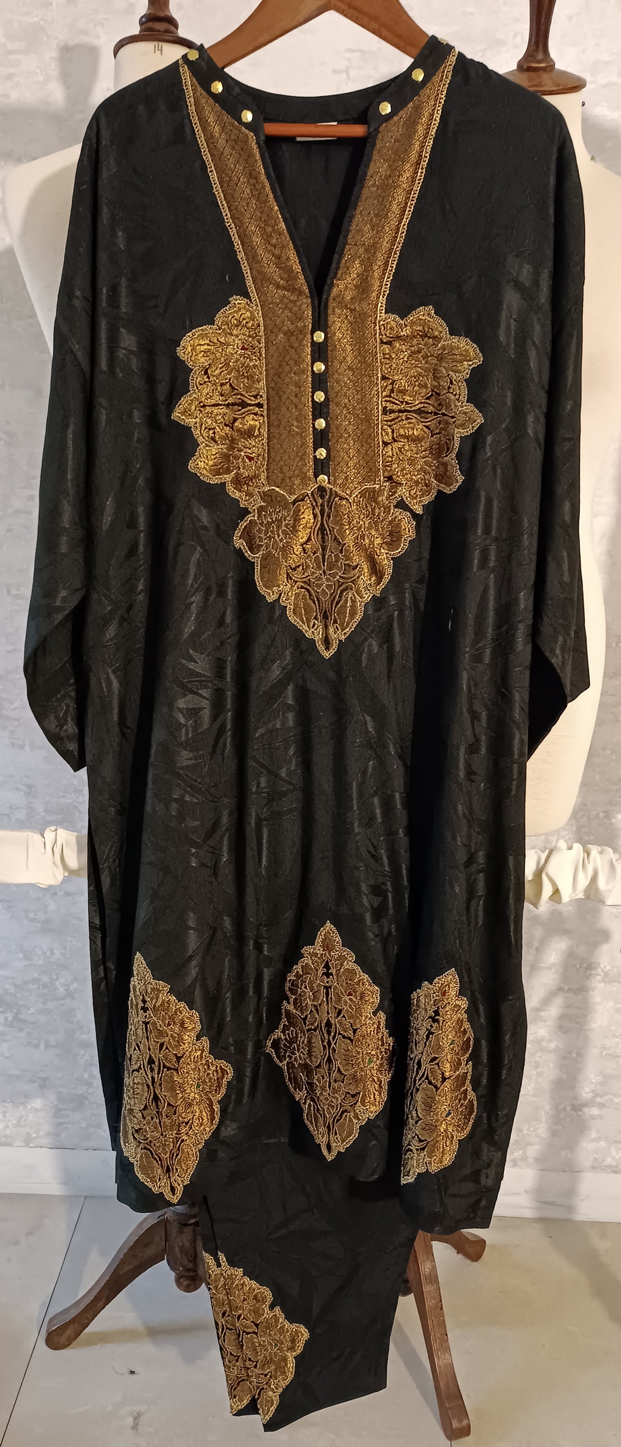 Spring Edit -  Pure Silk Karandi Kimkhawab Appliqué -  Black