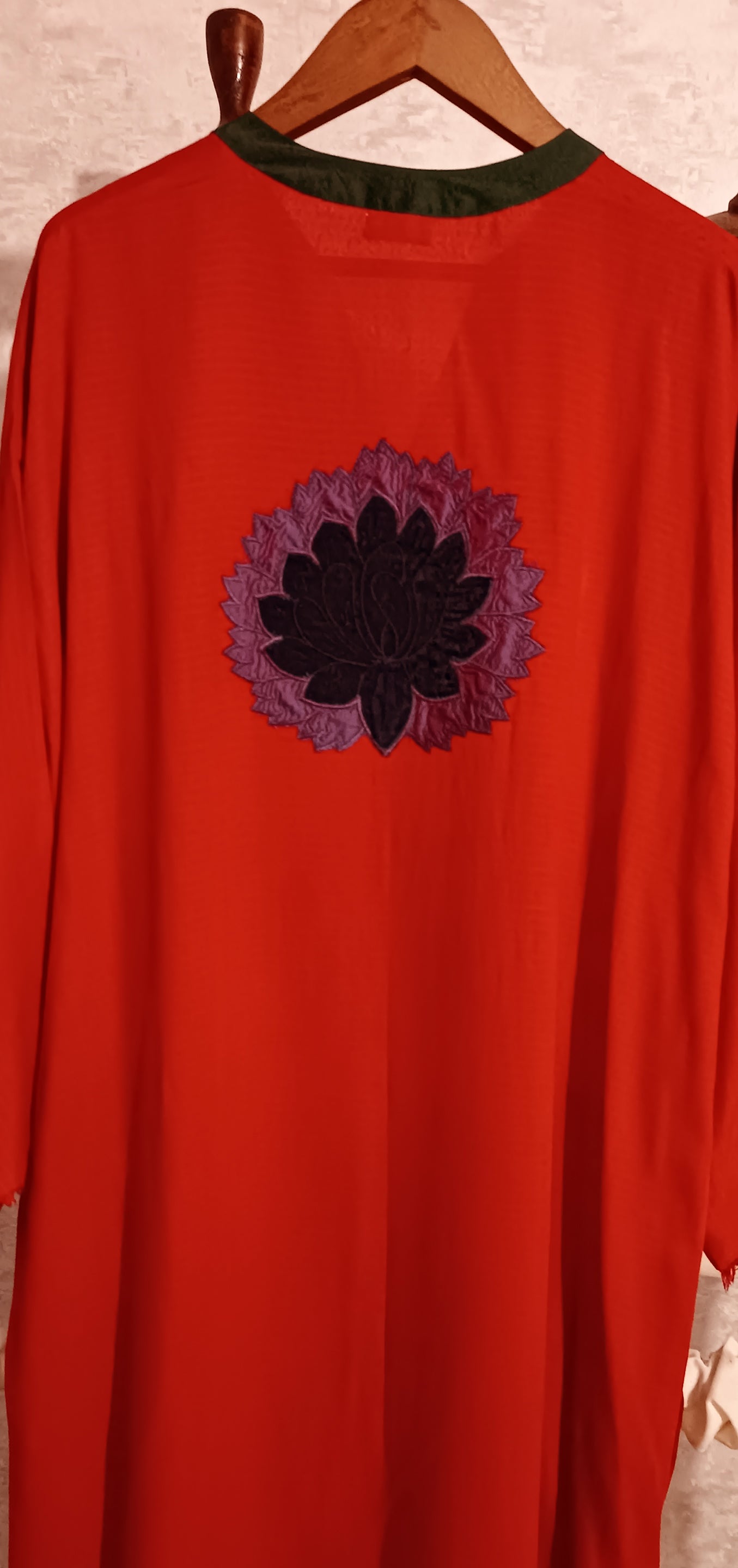 Spring Edit -  Pure Silk Karandi Velvet Appliqué - Scarlet Red