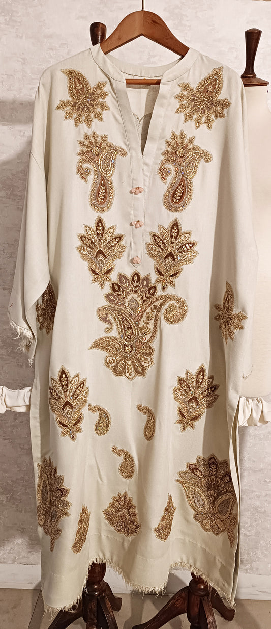 Spring Edit -  Pure Cotton Karandi Velvet Appliqué - Cloud Dancer White