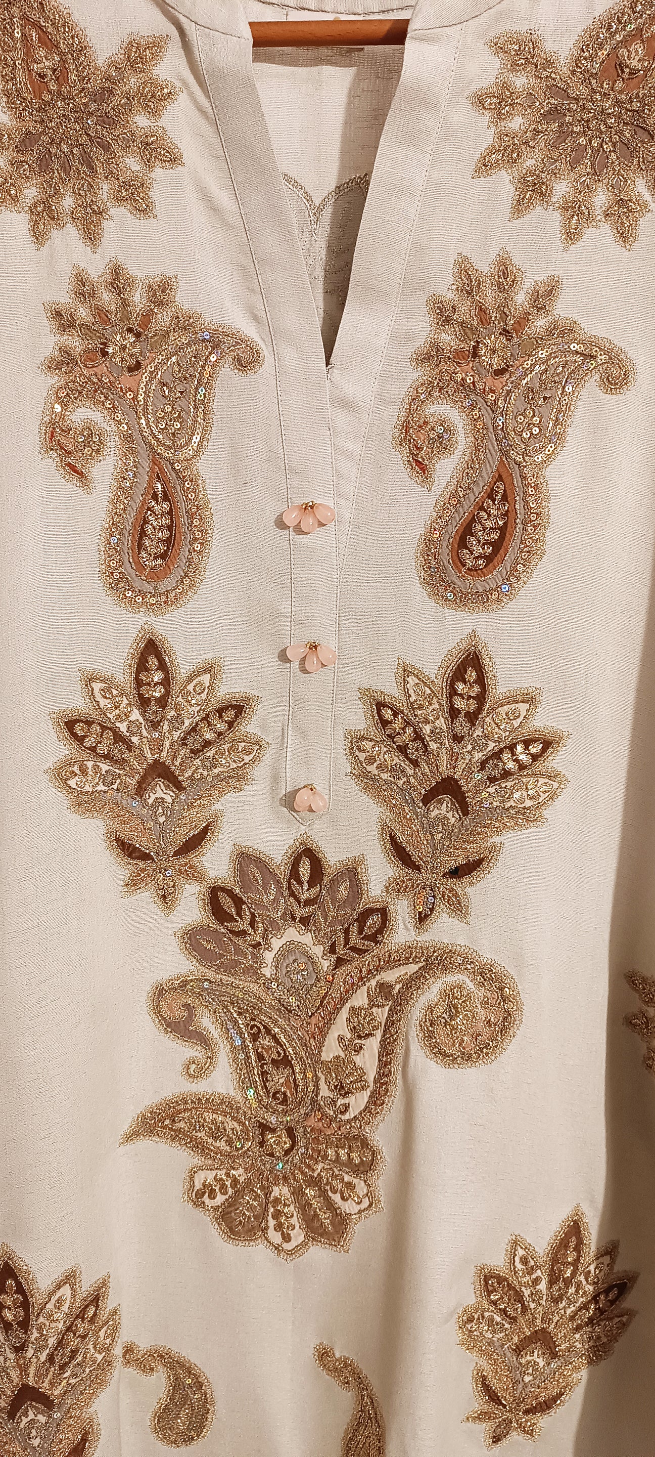 Spring Edit -  Pure Cotton Karandi Velvet Appliqué - Cloud Dancer White