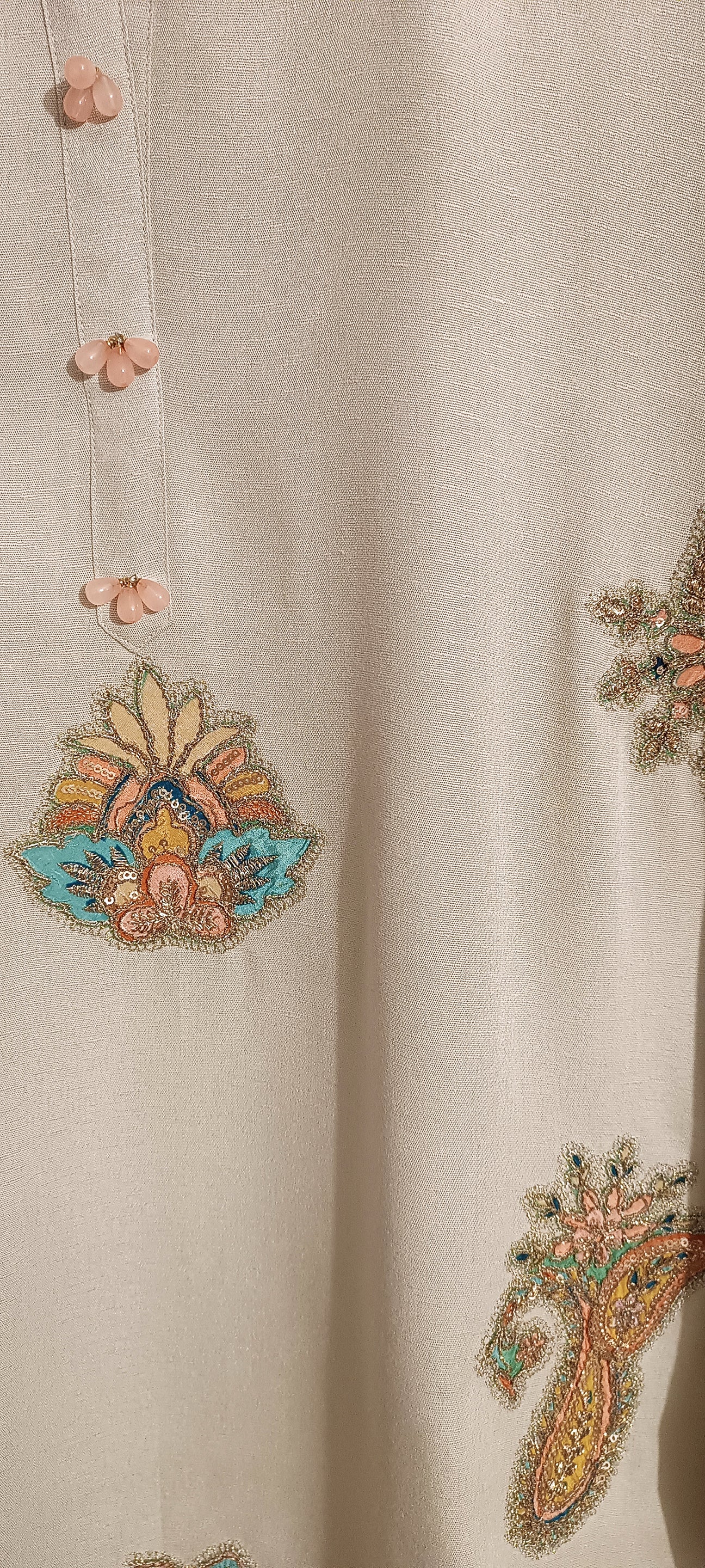 Spring Edit -  Pure Lawn Karandi Velvet Appliqué - Cloud Dancer White