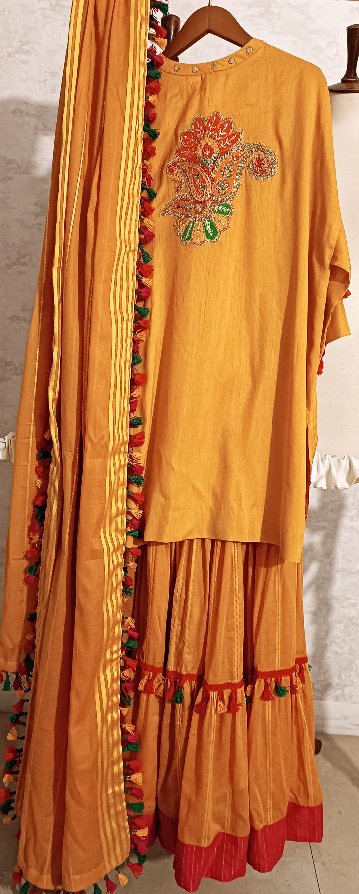 Spring Edit -  Pure Silk with silk embellished Appliqué - Kesari Yellow