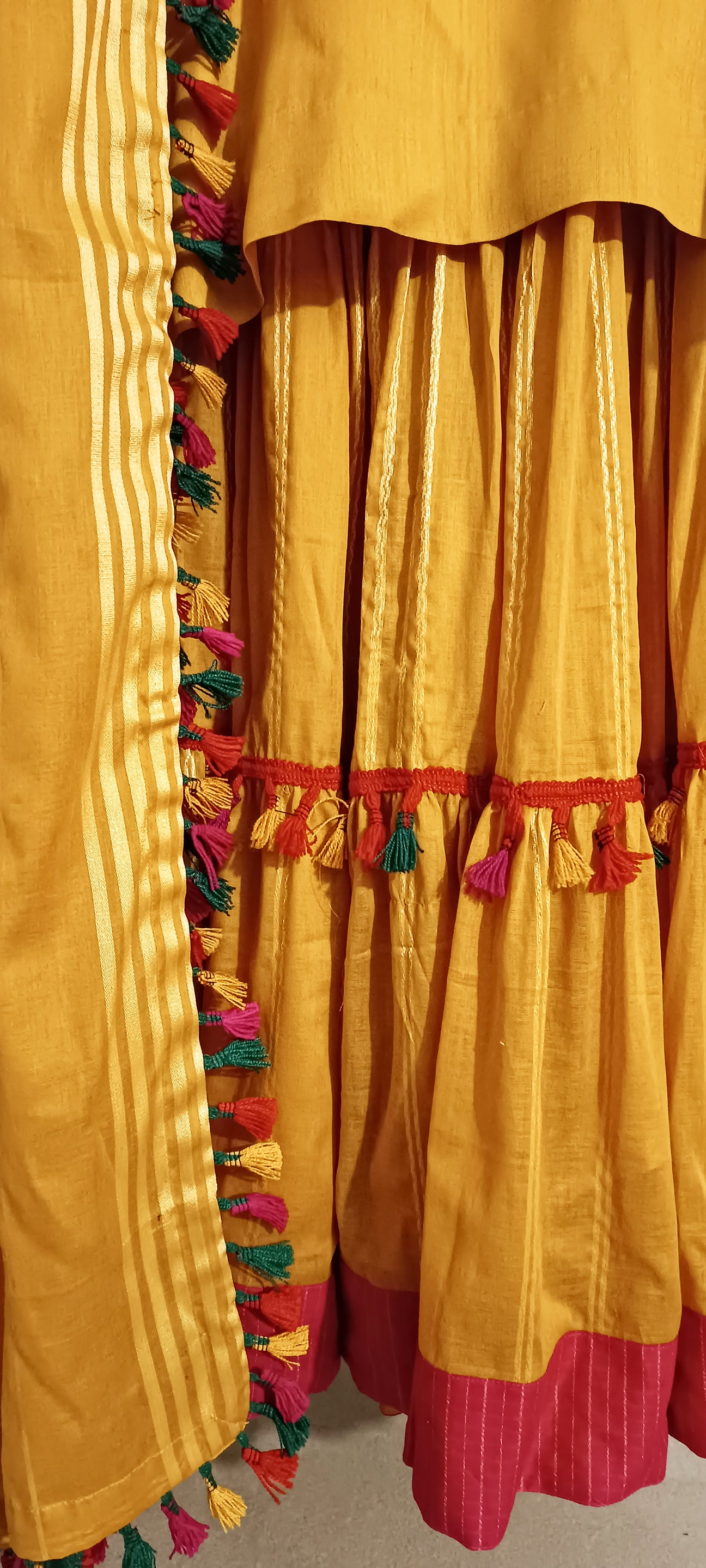 Spring Edit -  Pure Silk with silk embellished Appliqué - Kesari Yellow