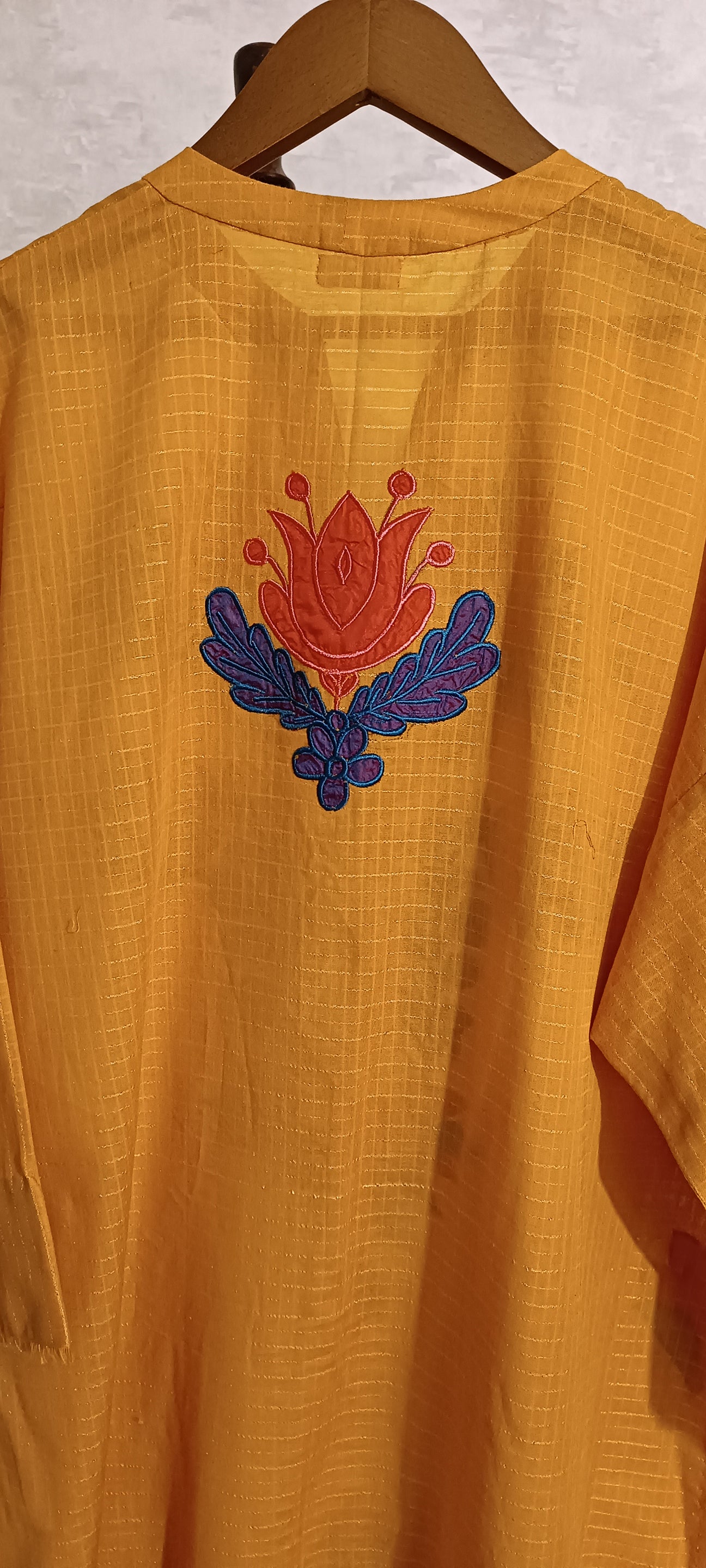 Spring Edit -  Pure Dobby Gold with SilkAppliqué -  Kesari Yellow