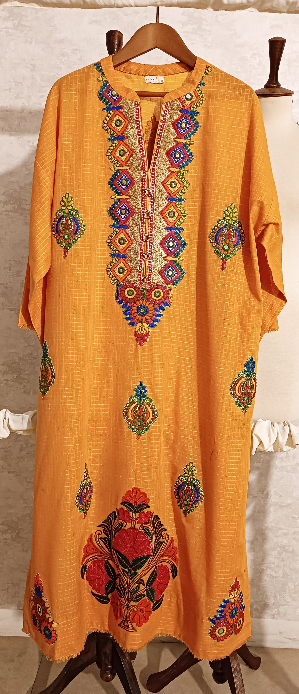 Spring Edit -  Pure Dobby Gold with Dori/Mirror/silk -  Kesari Yellow