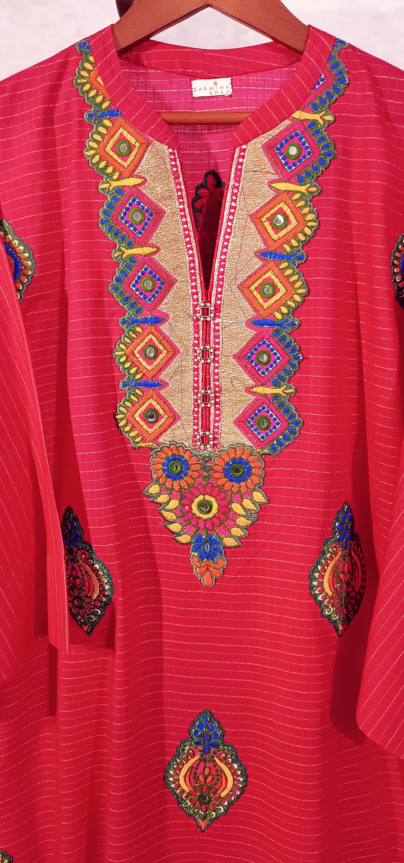 Spring Edit -  Pure Dobby Gold with Dori/Mirror/silk -  Hollywood Pink