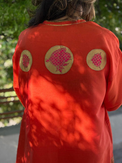 Summer Edit - Pure Kara cotton with Kimkhawab (Orange)