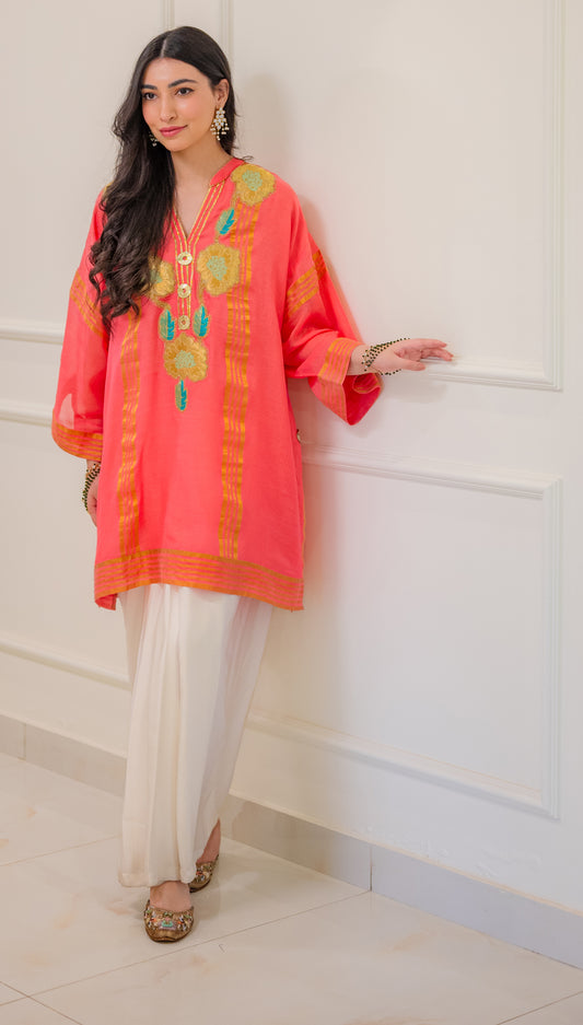 Malmal Kimkhawab Collection  - Hot Gulabi Pink
