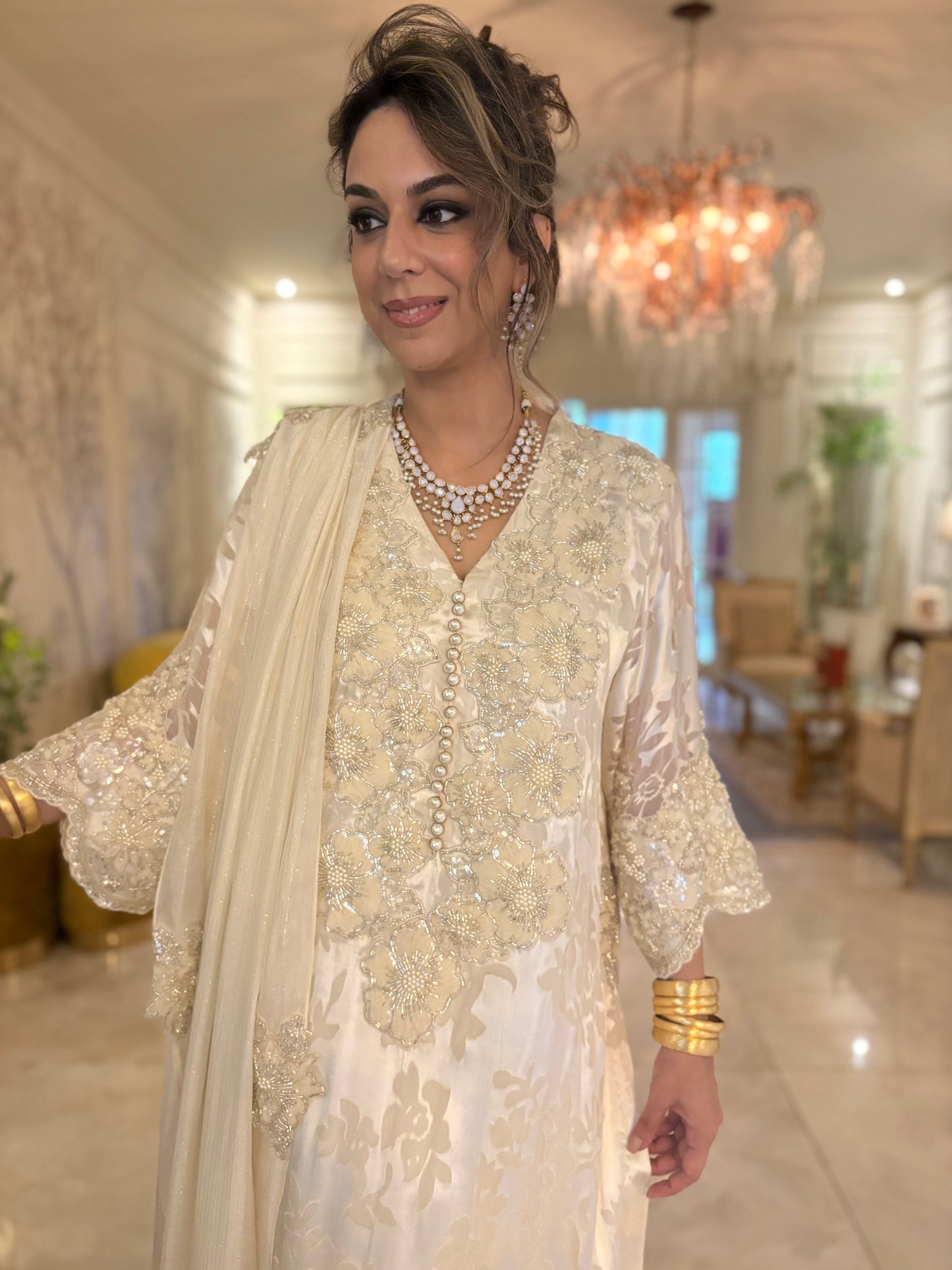 Wedding Edit - Pure Chiffon Silk Broshia - Soft White