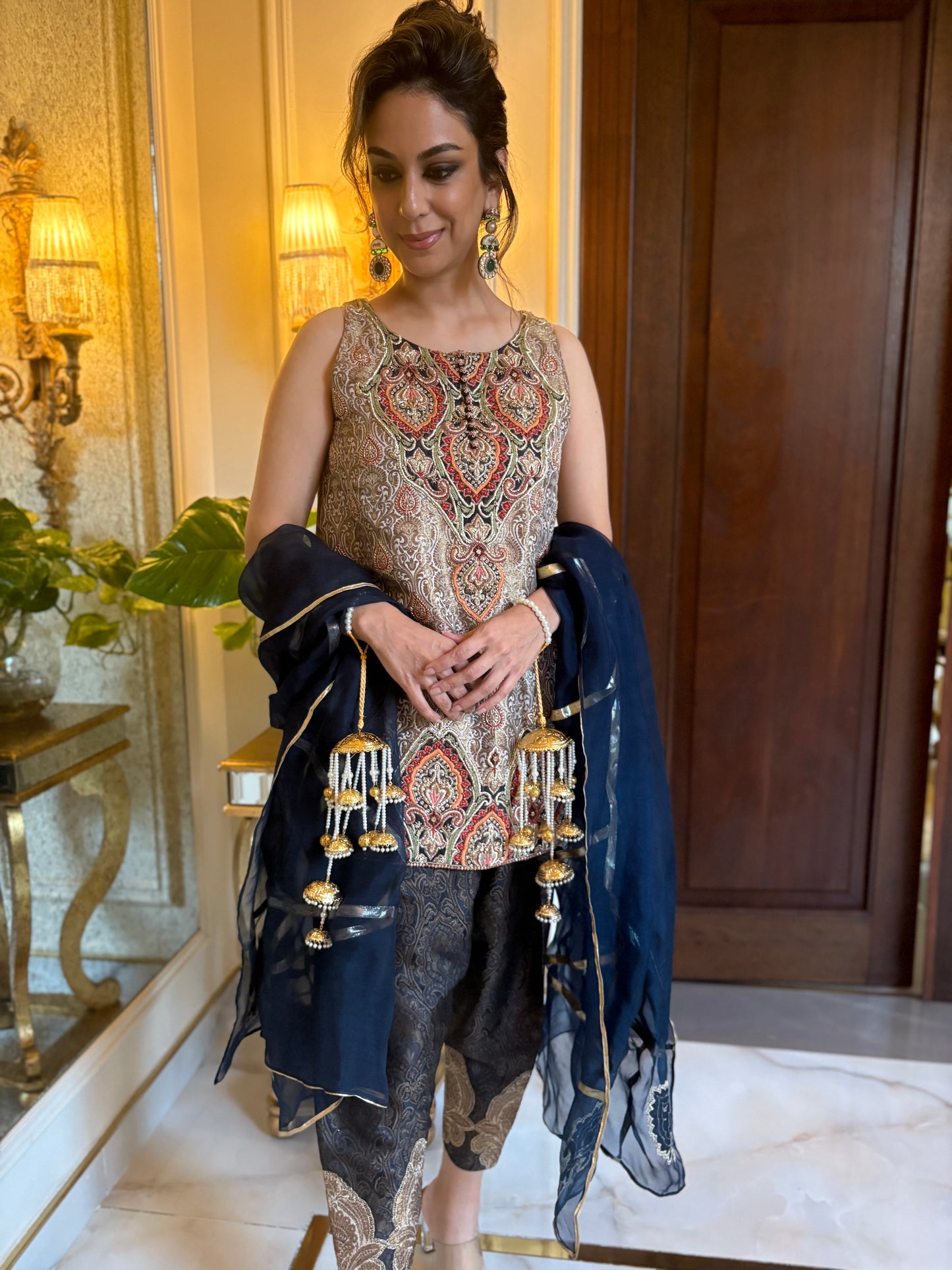 Wedding Edit - Pure Jamawar Rani Embellished Set