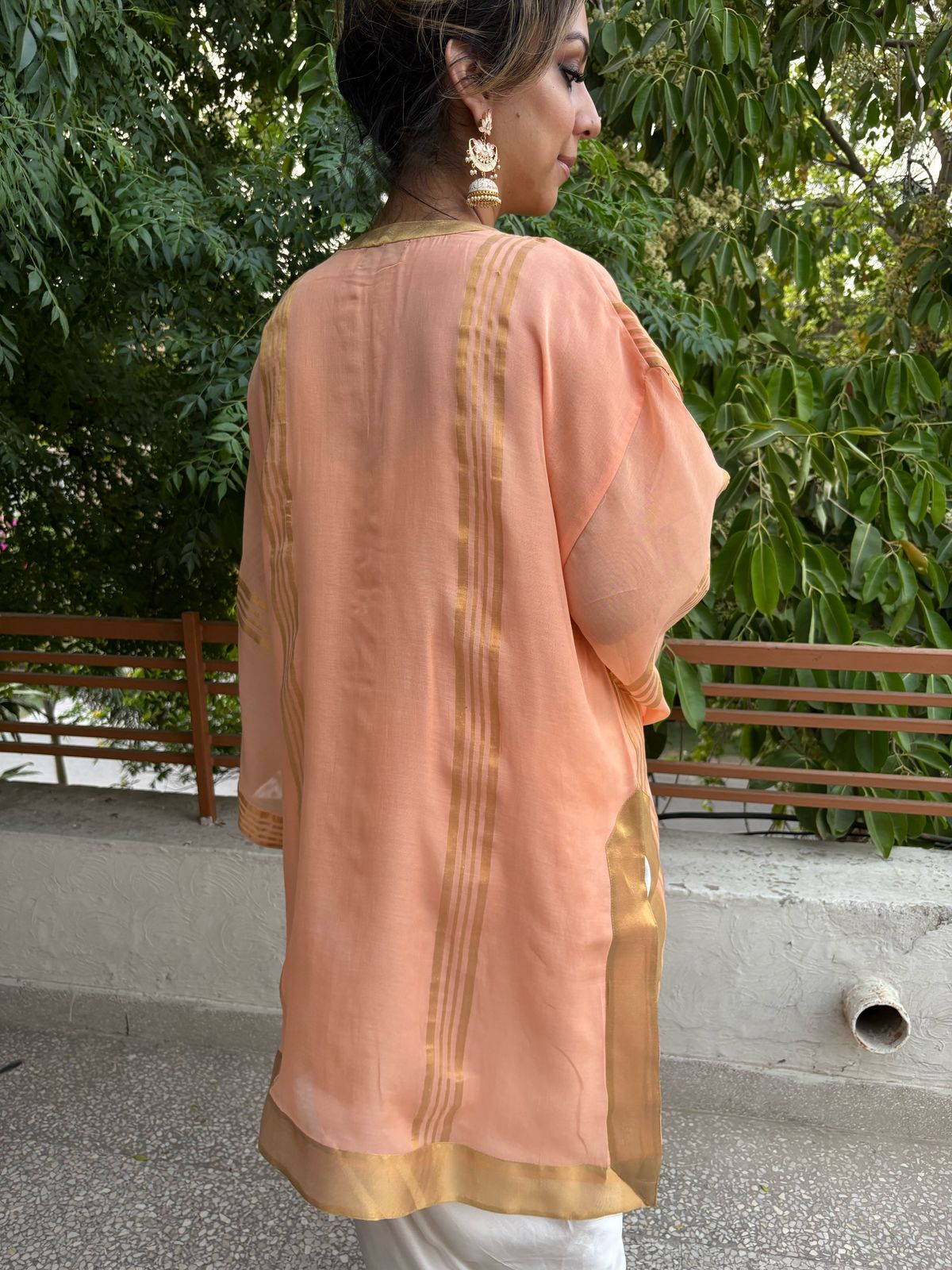 Summer Edit - Dhaka Malmal Kurta  - Peach