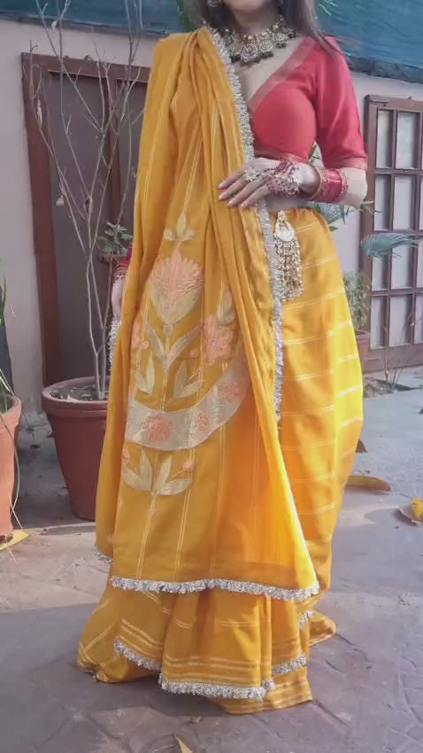 Malmal Ghagra Sari