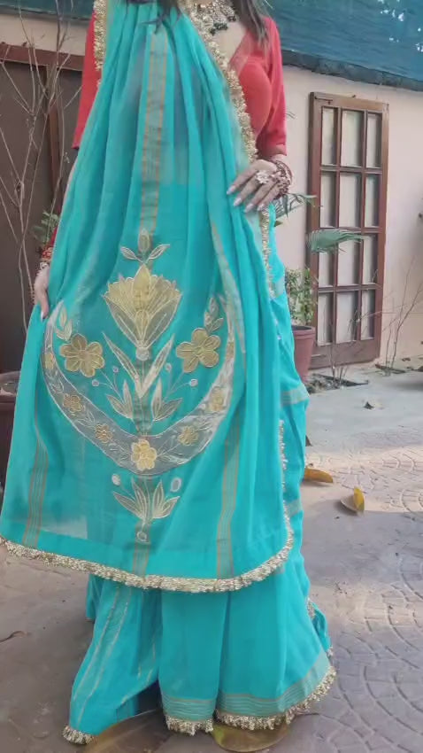 Malmal Ghagra Sari