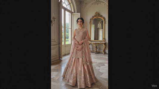 Wedding Edit - Dulhan - Gold Pink Tissue Bridal