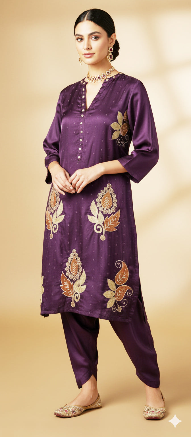 Dholki Edit - Pure Sheesha Bundki Silk - Royal Purple  Phool Patta