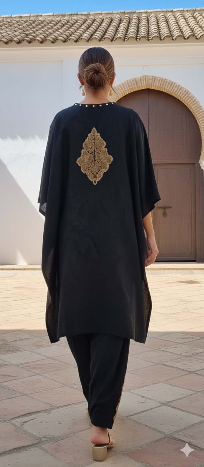 Spring Edit -  Pure Silk Karandi Kimkhawab Appliqué -  Black