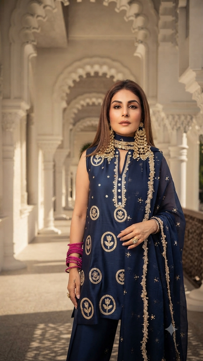 Kurta Navy Medalian Set