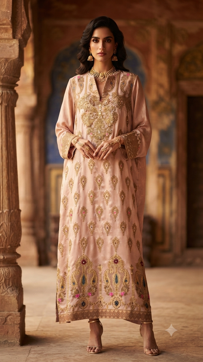 Banarsi Kaftan Kashmiri Pink