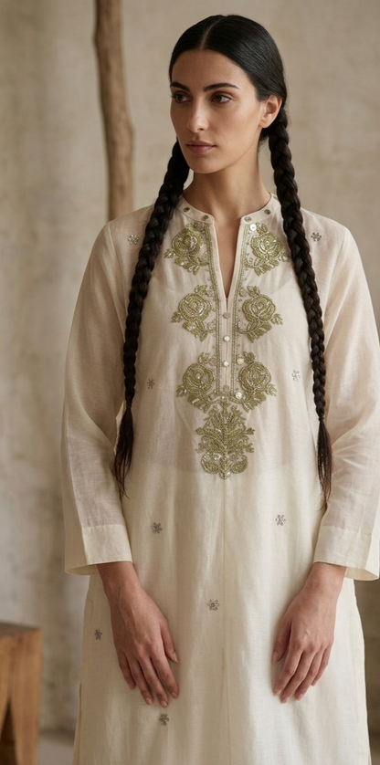 Dhaka malmal Rose Kurta