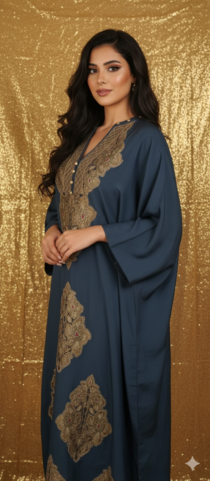 Dholki Edit - Kaftan - Kimkhawab Applique (Deep Blue)
