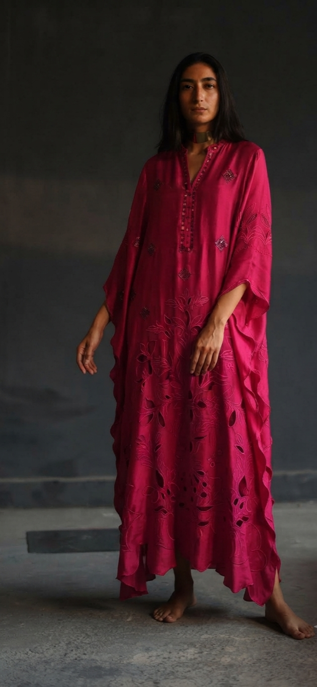 Kaftan Rich Hot Fuschia Pink