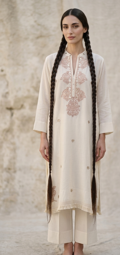 Dhaka malmal Rose Kurta