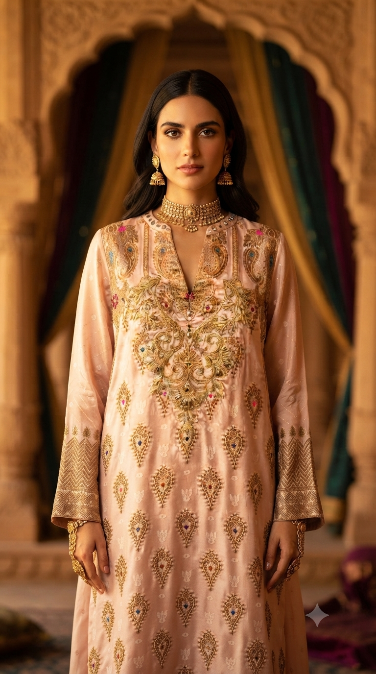 Banarsi Kaftan Kashmiri Pink